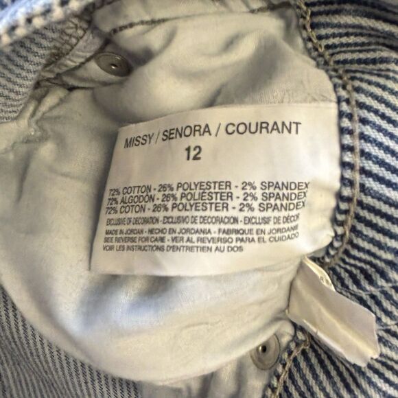 Code Bleu Women’s Jeans Stretch Light Wash Blue Railroad Striped Ankle Pants - Picture 9 of 10